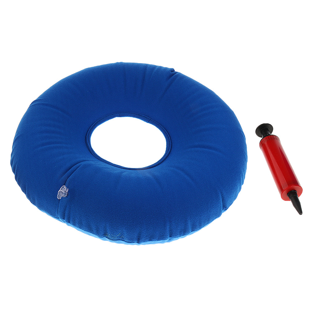 Soft Inflatable Donut Seat Cushion Wheelchair Hemorrhoid Pillow Round Blue