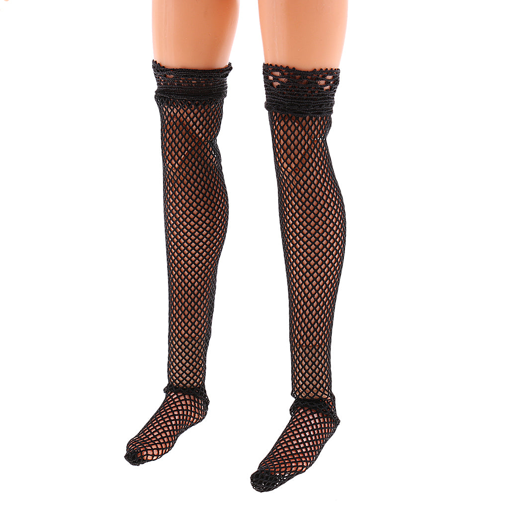 1/6 Scale Knee High Mesh Socks Fishnet Stockings for 12" Female Figure Black