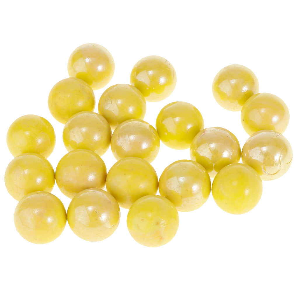20x 16mm Clear Glass Marbles Kids Game Toy Vase Fish Tank Decor Yellow