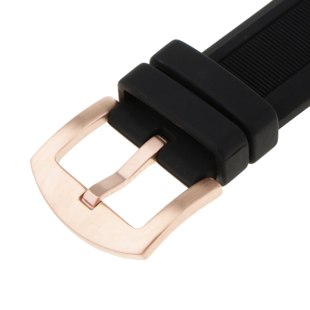 Black Silicone Rubber Sport Replacement Watch Band Strap 19mm Rose Gold