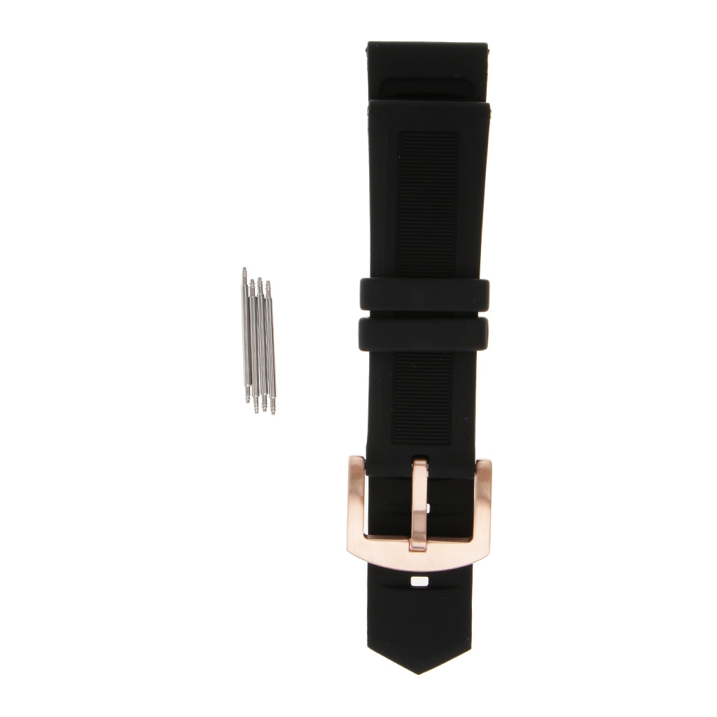 Black Silicone Rubber Sport Replacement Watch Band Strap 19mm Rose Gold