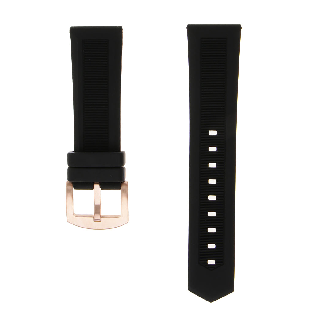 Black Silicone Rubber Sport Replacement Watch Band Strap 19mm Rose Gold