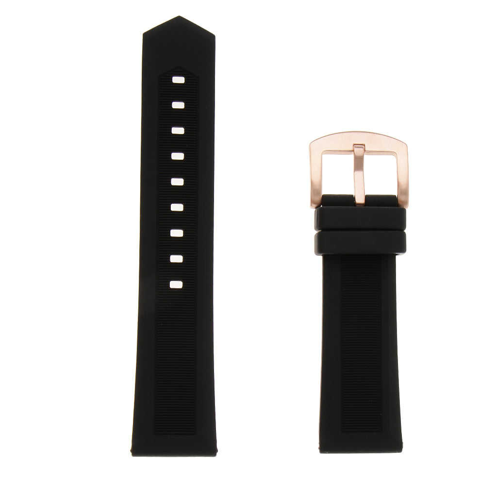 Black Silicone Rubber Sport Replacement Watch Band Strap 19mm Rose Gold