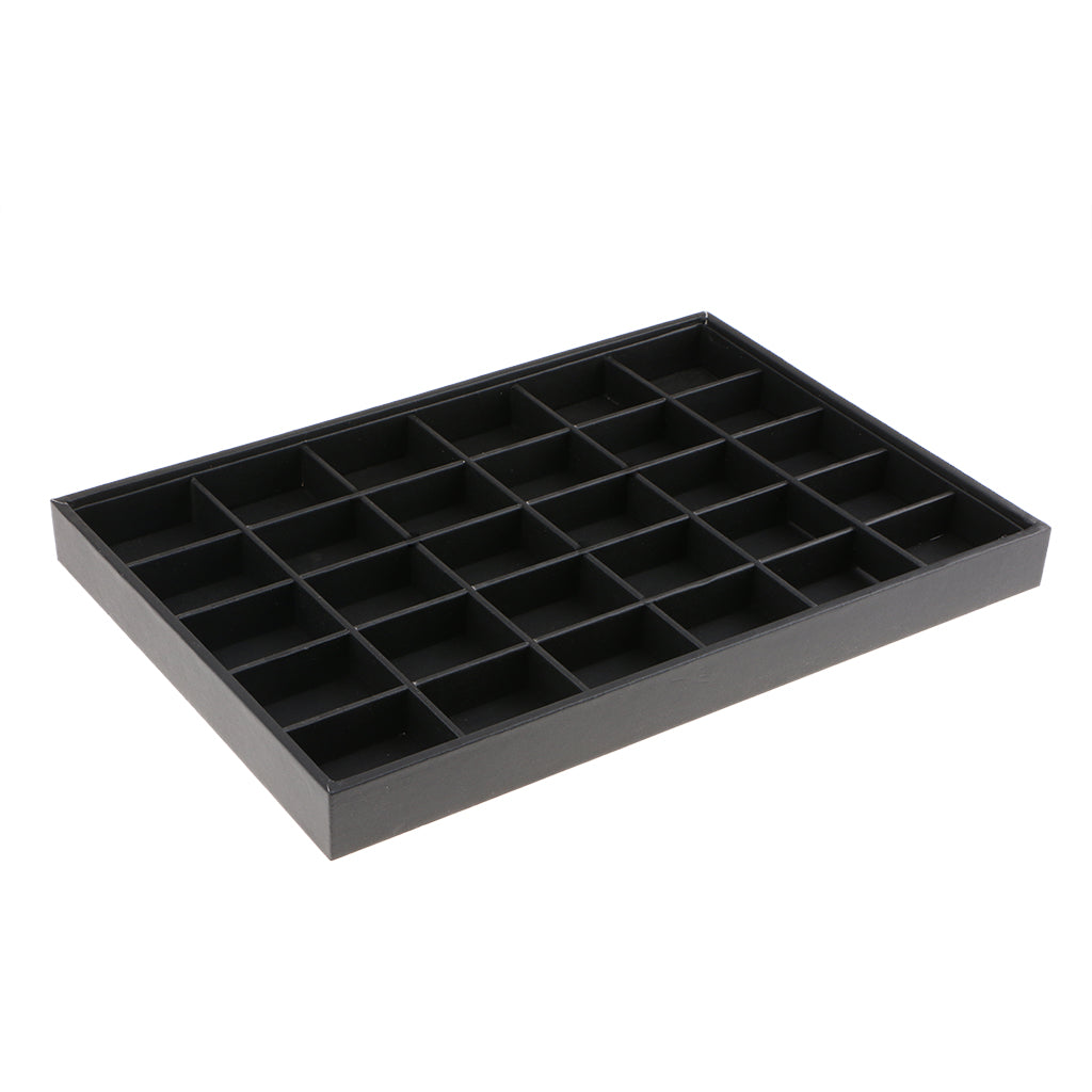 PU Leather Stackable Tray Jewelry Organizer Display Pad 30 Slots