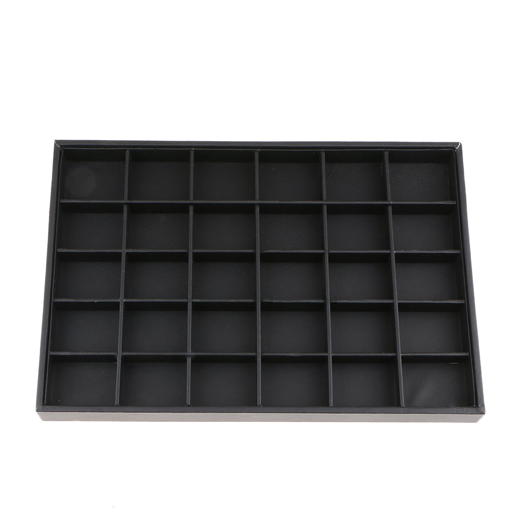 PU Leather Stackable Tray Jewelry Organizer Display Pad 30 Slots