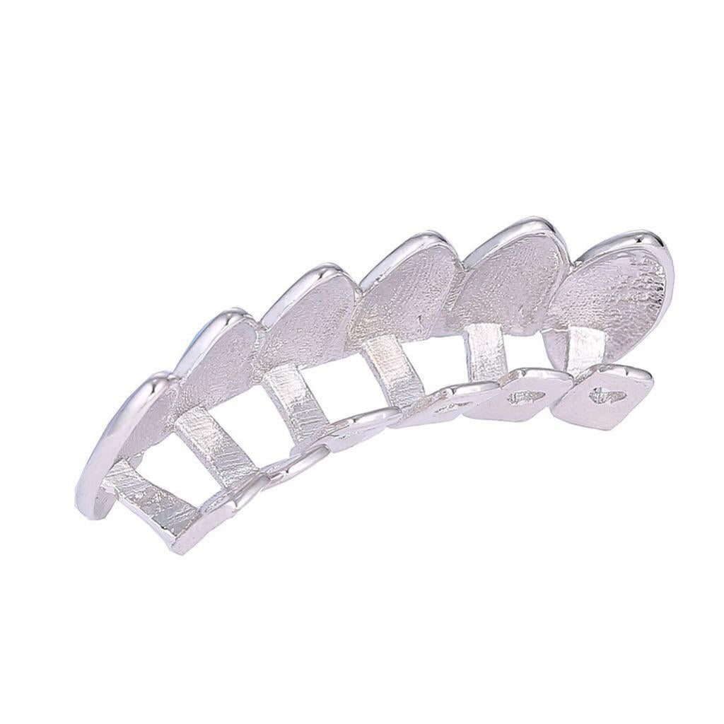 Colorful Glossy Hip Hop Sharp Teeth Grills Hollowen Accessory 18K White Gold