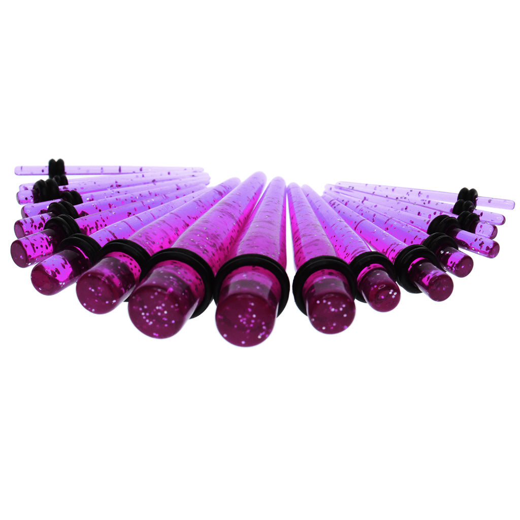 54pcs Gauges Kit Spiral Tapers and Plugs 14G-00G Stretching Kit Purple