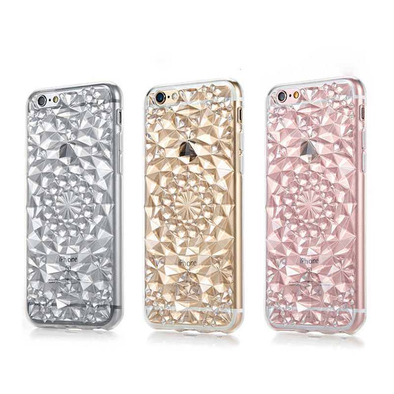 3D Phone Hard Case Cover TPU Silicone Bling for iPhone 6s plus light Pink