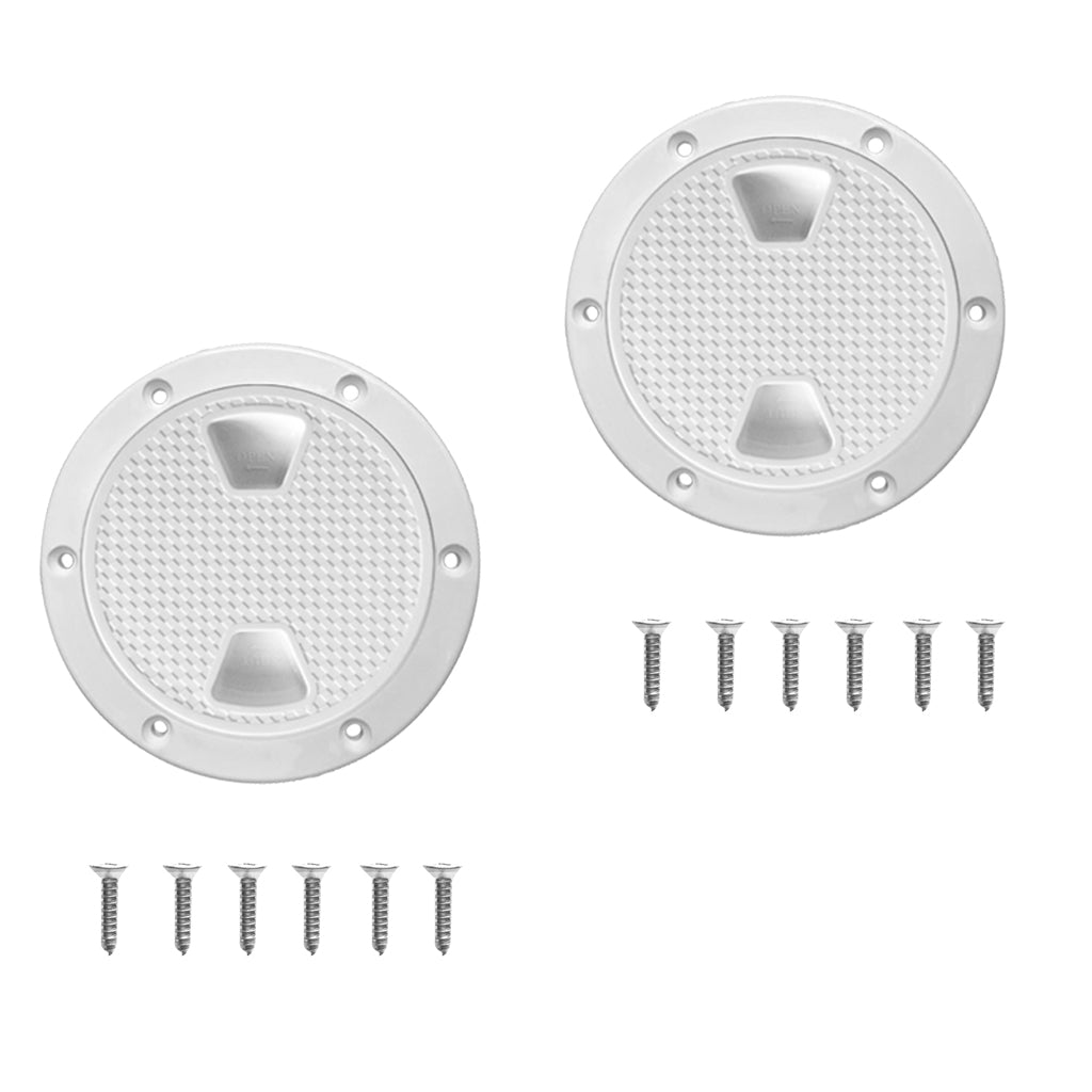 2 Pieces Marine Boat RV White 4" Access Hatch Cover Screw Out Deck Plate