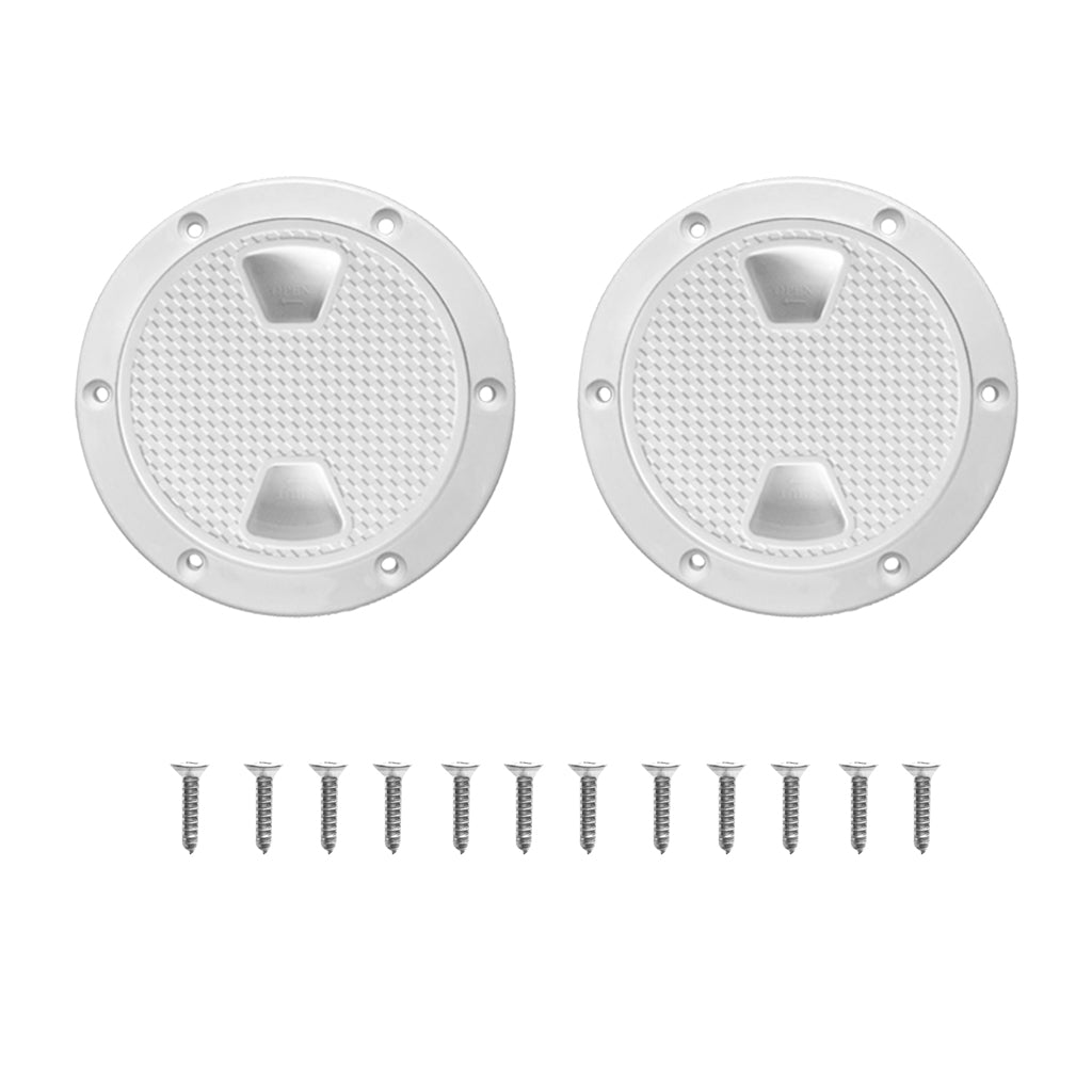 2 Pieces Marine Boat RV White 4" Access Hatch Cover Screw Out Deck Plate