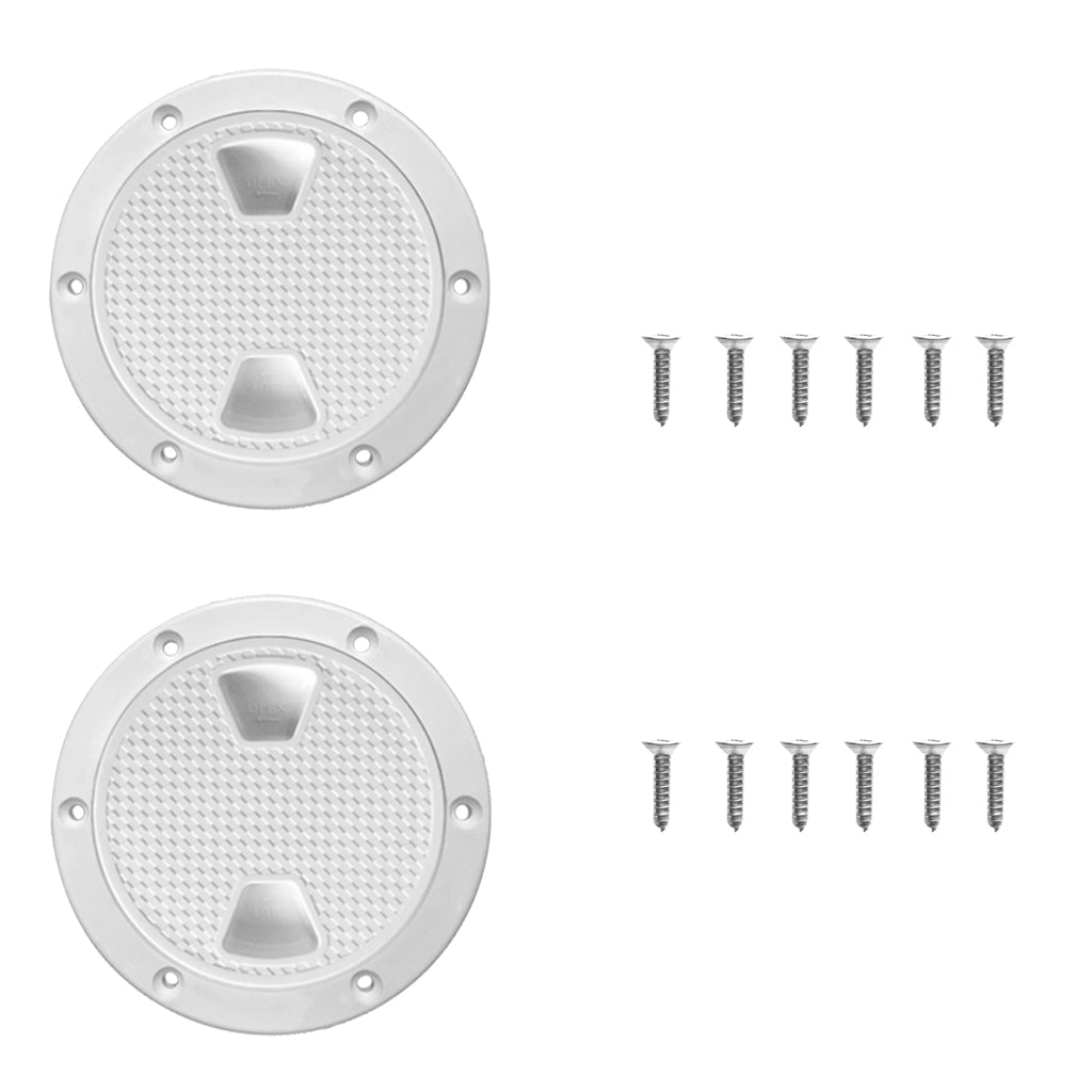 2 Pieces Marine Boat RV White 4" Access Hatch Cover Screw Out Deck Plate