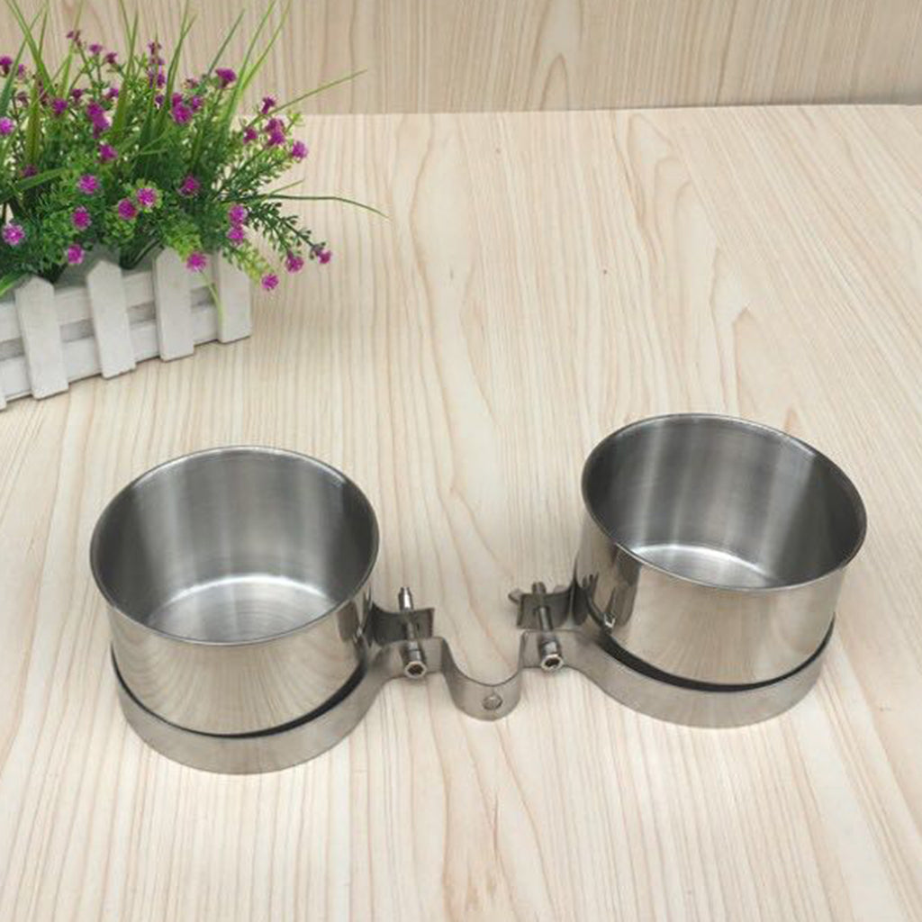 2 pcs Birds Parrot Cages Hanging Feeder Stainless Steel Food Water Bowl  L