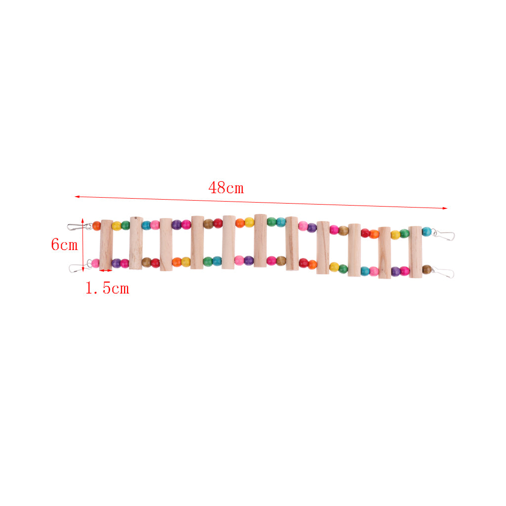 Pet Bird Parrot Canary Toy Wooden Ladder Bridge Swings Hanging Ladders M