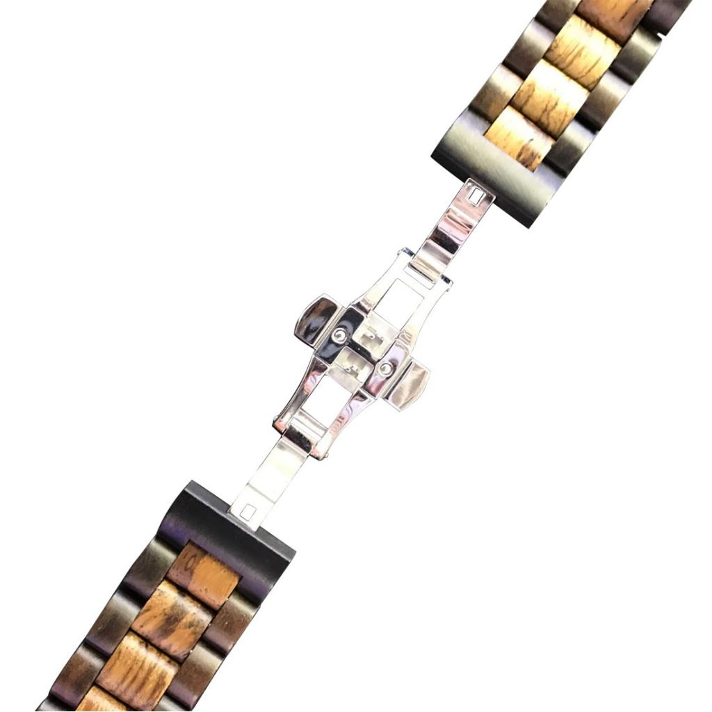 Wood Bracelet Butterfly Lock Watch Band for Samsung Huami 22mm Brown