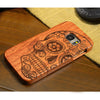 Natural Wooden Carve Phone Case Cover for Samsung Galaxy S7-Skull