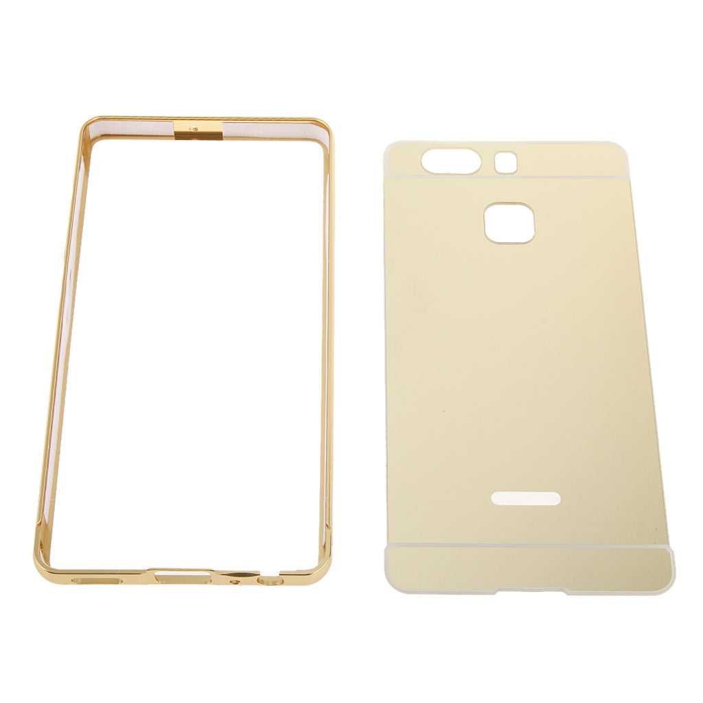 Ultra-thin Aluminum Metal Mirror Back Case Cover for Huawei P9-Gold