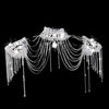 Luxury Wedding Bridal Crystal Silver Shoulder Chain Necklace Earring Jewelry