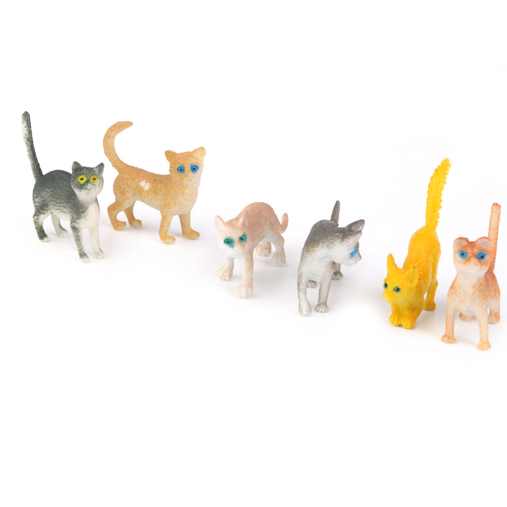 Plastic Small Cat Figures Simulation Moulds Kids Toy Colorful 12PCS