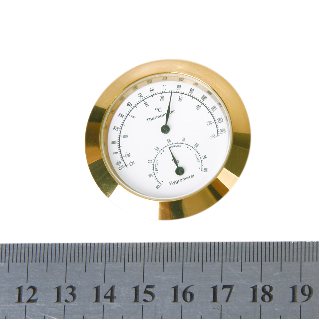 Golden Round Thermometer and Hygrometer for Guitar Violin Case