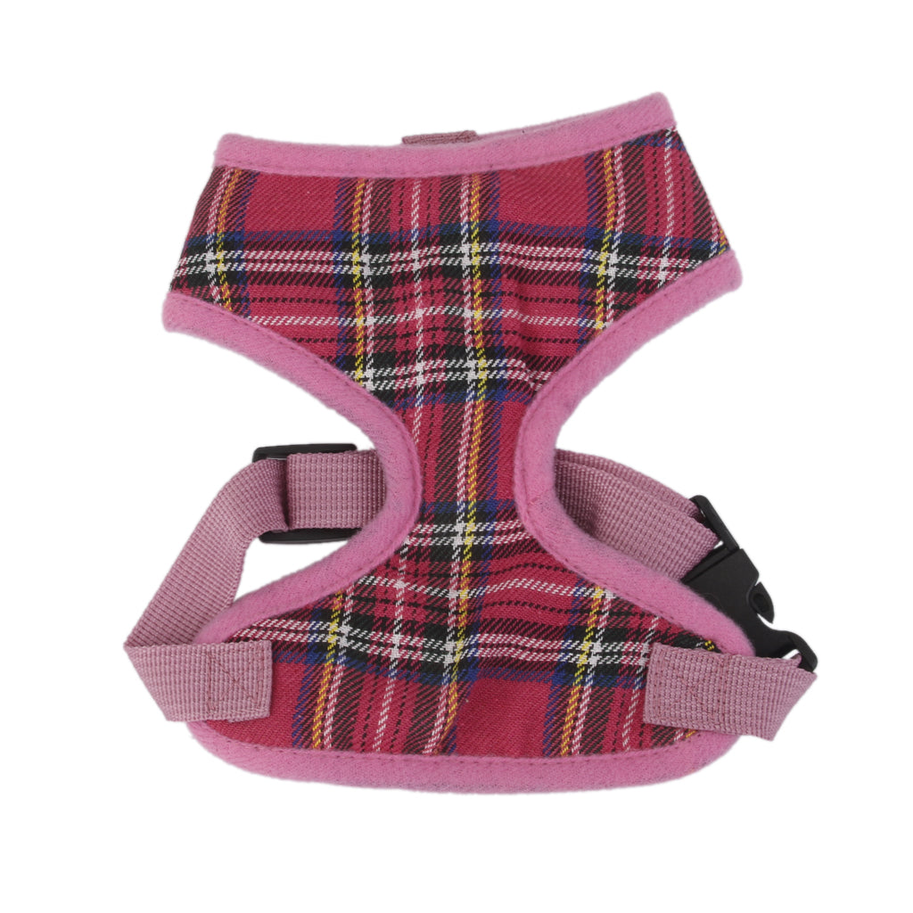 Pet Dog Puppy Plaid Mesh Adjustable Harness Clothes Size S Pink