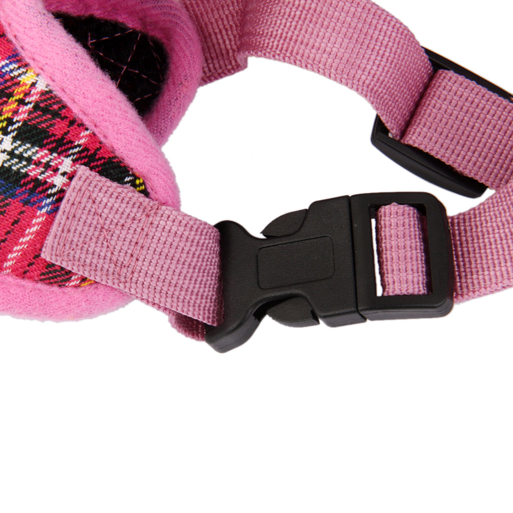 Pet Dog Puppy Plaid Mesh Adjustable Harness Clothes Size S Pink