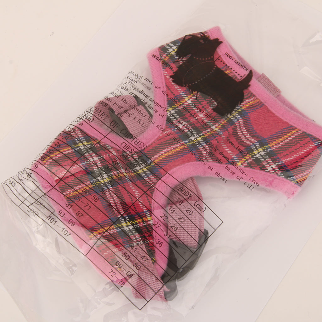 Pet Dog Puppy Plaid Mesh Adjustable Harness Clothes Size S Pink