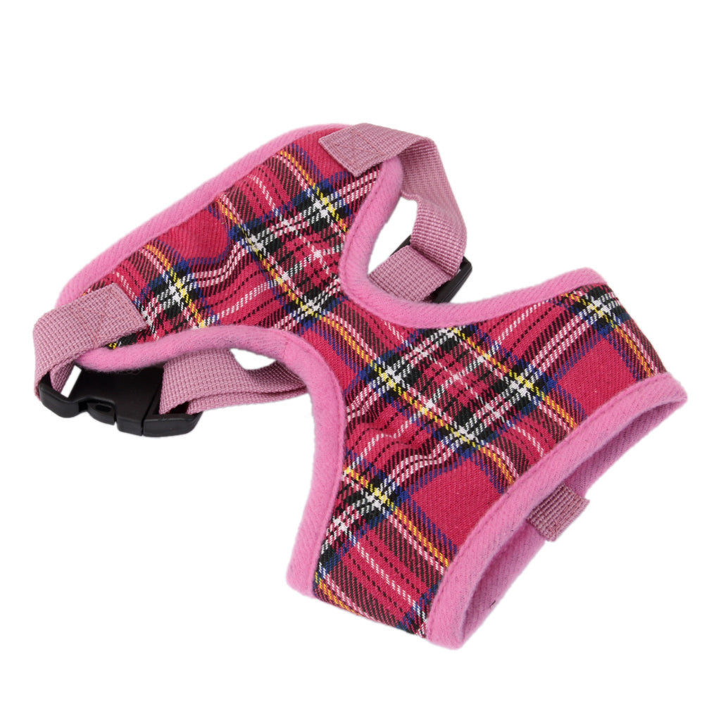 Pet Dog Puppy Plaid Mesh Adjustable Harness Clothes Size S Pink