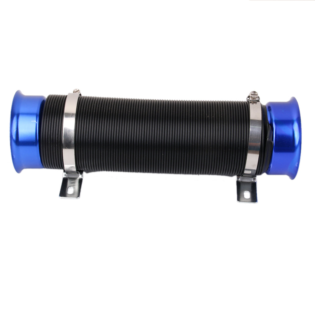 Universal 3" Multi Flexible Cold Air Intake Pipe Inlet Hose Tube Car Blue