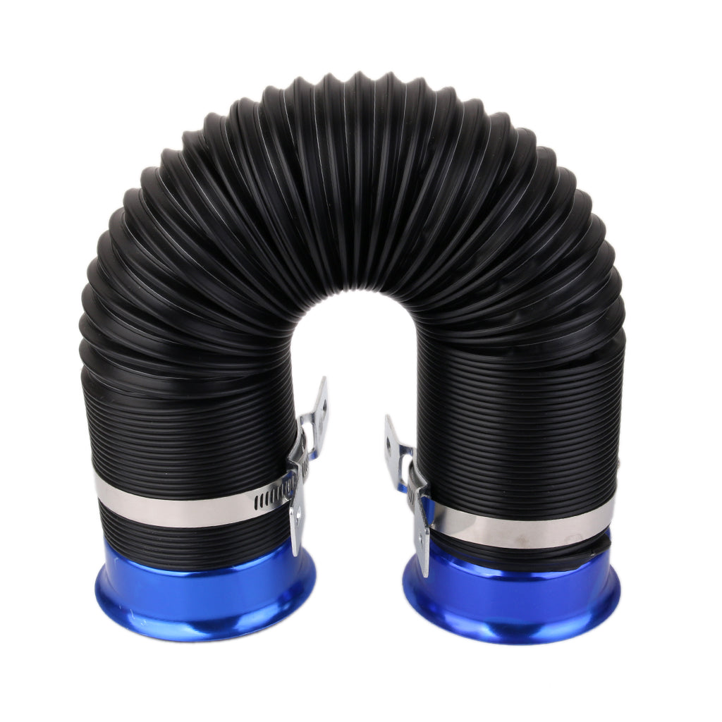 Universal 3" Multi Flexible Cold Air Intake Pipe Inlet Hose Tube Car Blue