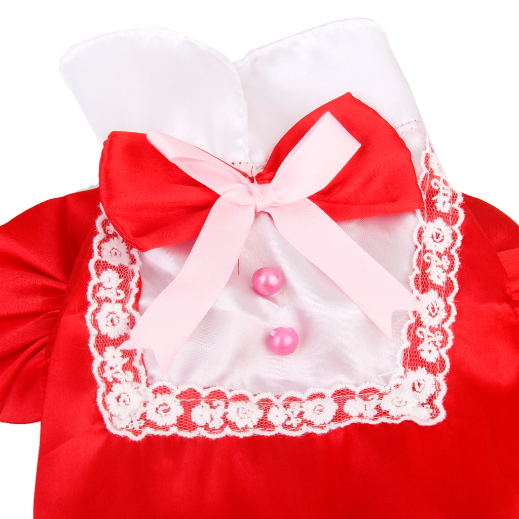 Satin Bowknot White Lace Puppy Pet Dog Cat Dress Clothing Shirt Red XL