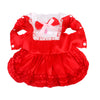 Satin Bowknot White Lace Puppy Pet Dog Cat Dress Clothing Shirt Red XL