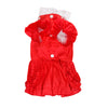 Satin Bowknot White Lace Puppy Pet Dog Cat Dress Clothing Shirt Red S