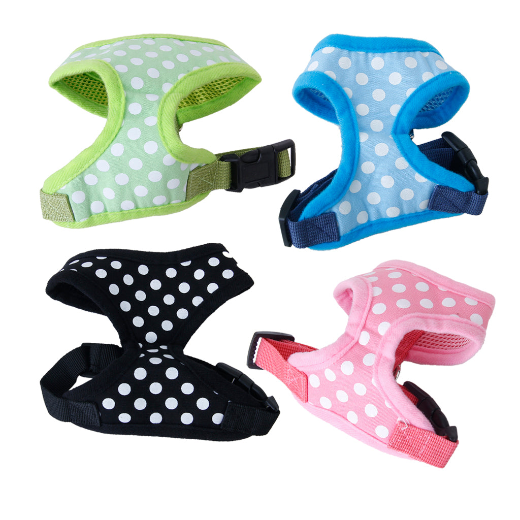 Pet Dog Soft Mesh Harness Clothes L - Pink with White Dots