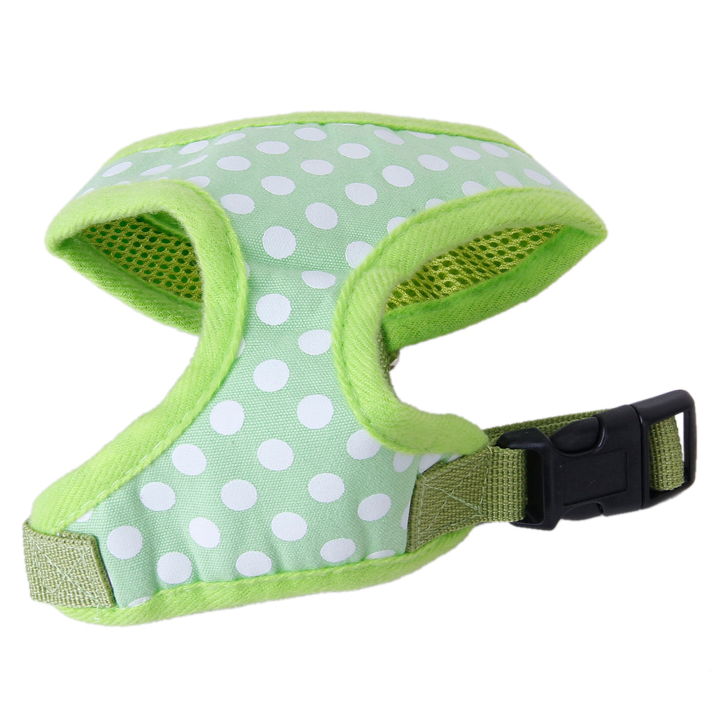 Pet Dog Soft Mesh Harness Clothes L - Green with White Dots