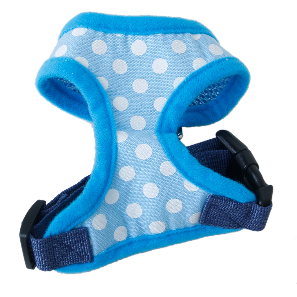 Pet Dog Soft Mesh Harness Clothes XL - Blue with White Dots