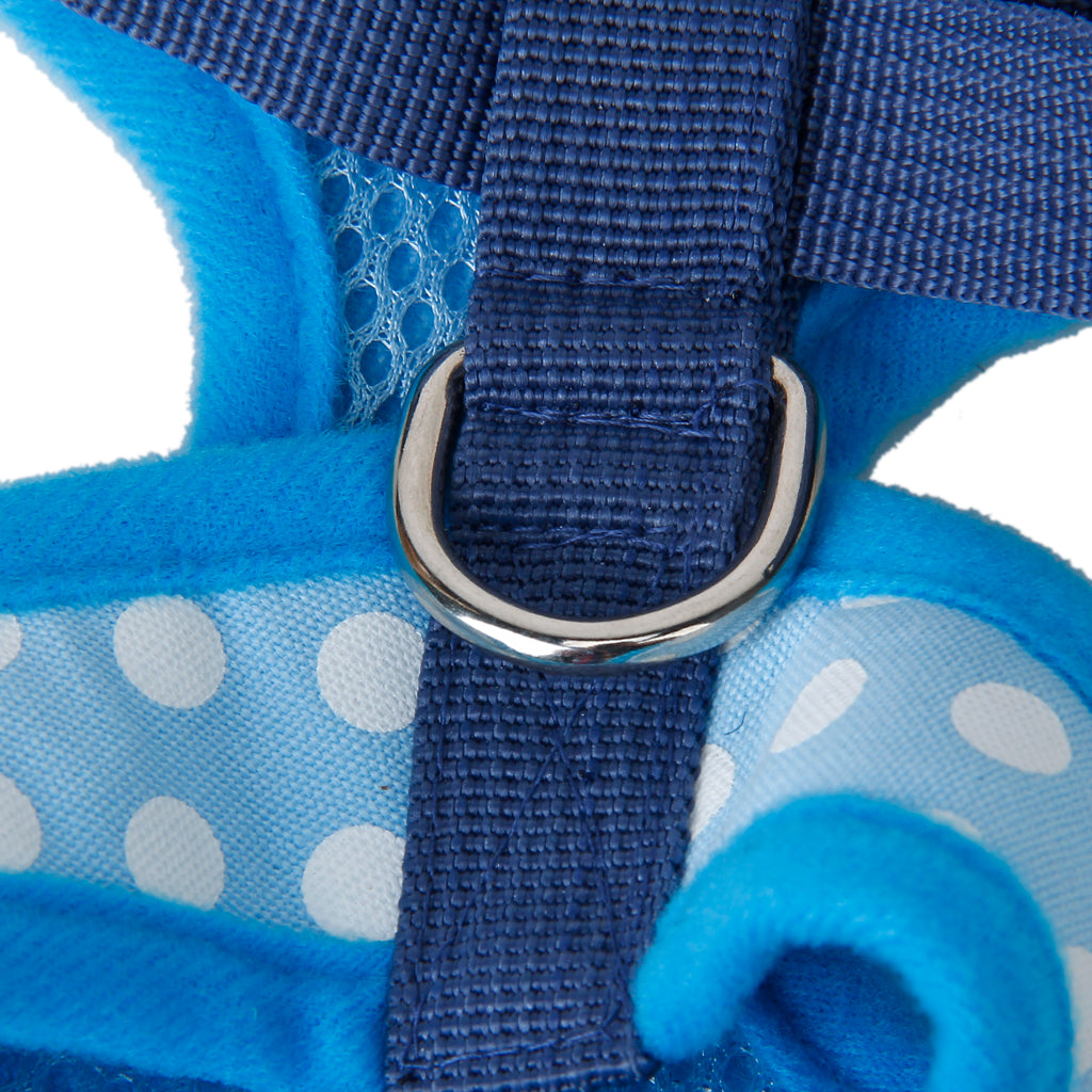 Pet Dog Soft Mesh Harness Clothes XL - Blue with White Dots