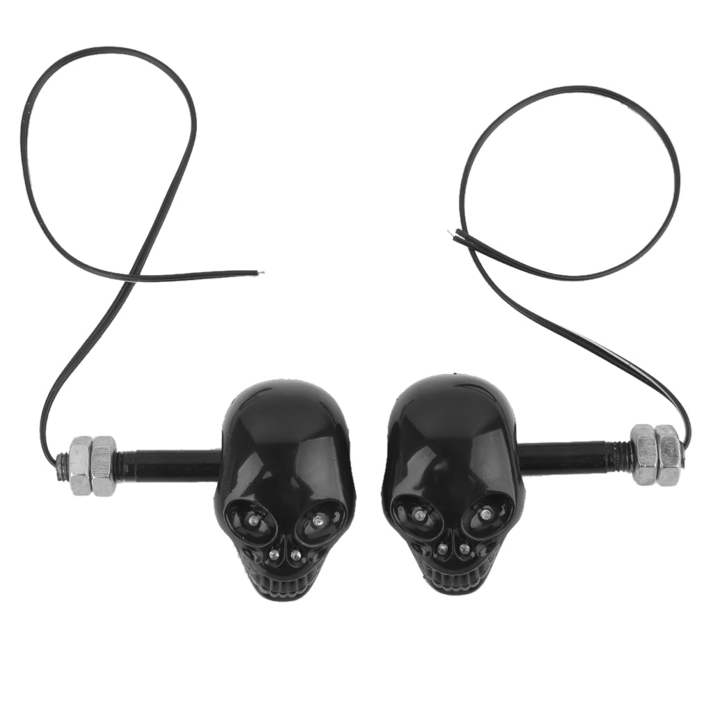 Universal Motorcycle Skeleton Head Skull Turn Signal Light Indicators Lights