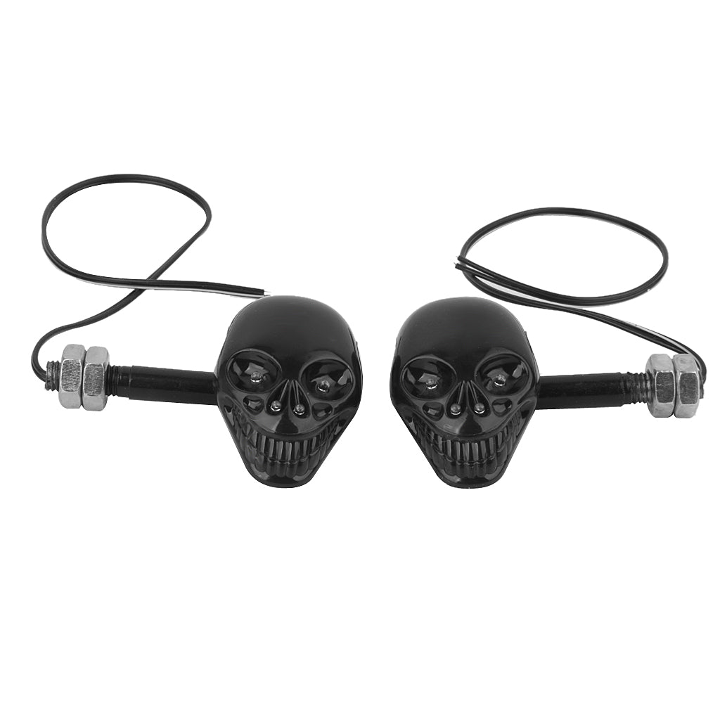 Universal Motorcycle Skeleton Head Skull Turn Signal Light Indicators Lights