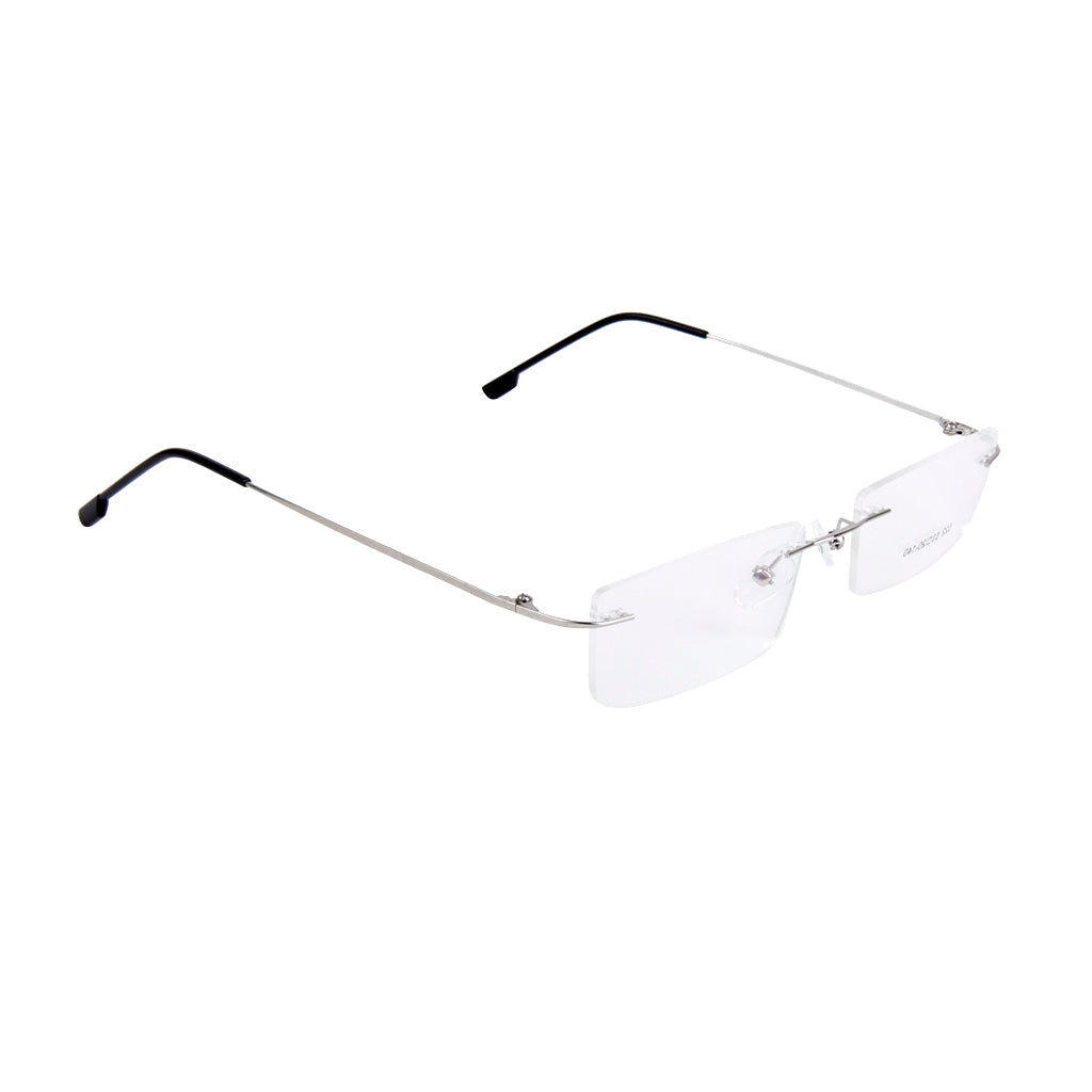 Unisex Metal Rimless Glasses Eyeglasses Frame Silver Frame Lightweight