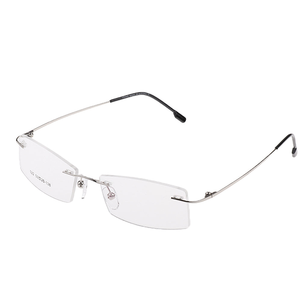 Unisex Metal Rimless Glasses Eyeglasses Frame Silver Frame Lightweight