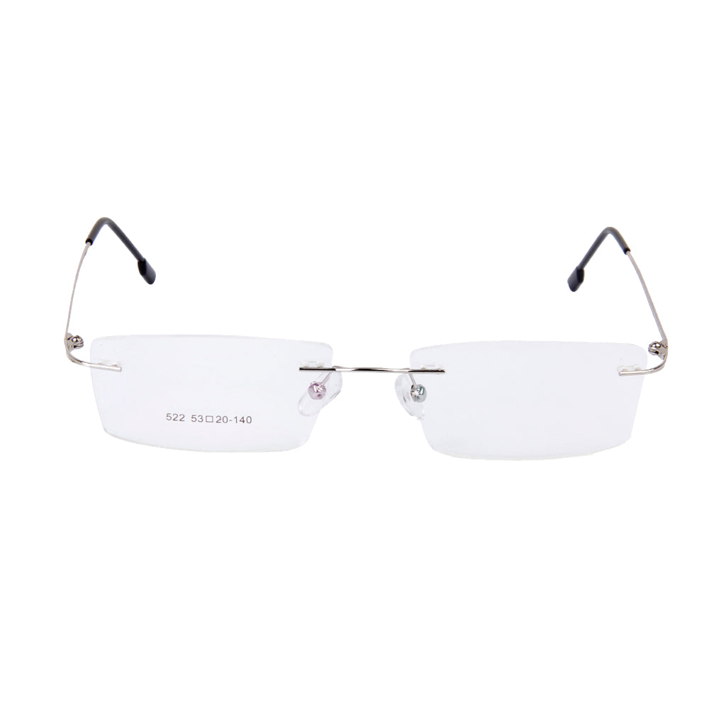 Unisex Metal Rimless Glasses Eyeglasses Frame Silver Frame Lightweight