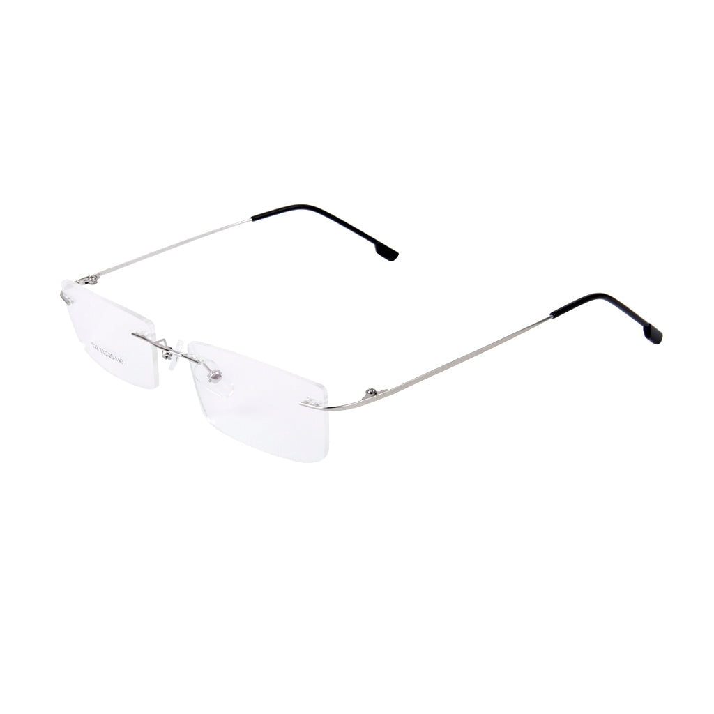 Unisex Metal Rimless Glasses Eyeglasses Frame Silver Frame Lightweight