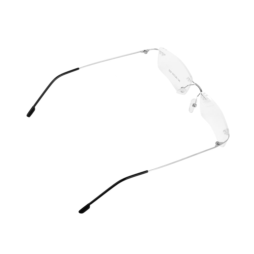 Unisex Metal Rimless Glasses Eyeglasses Frame Silver Frame Lightweight