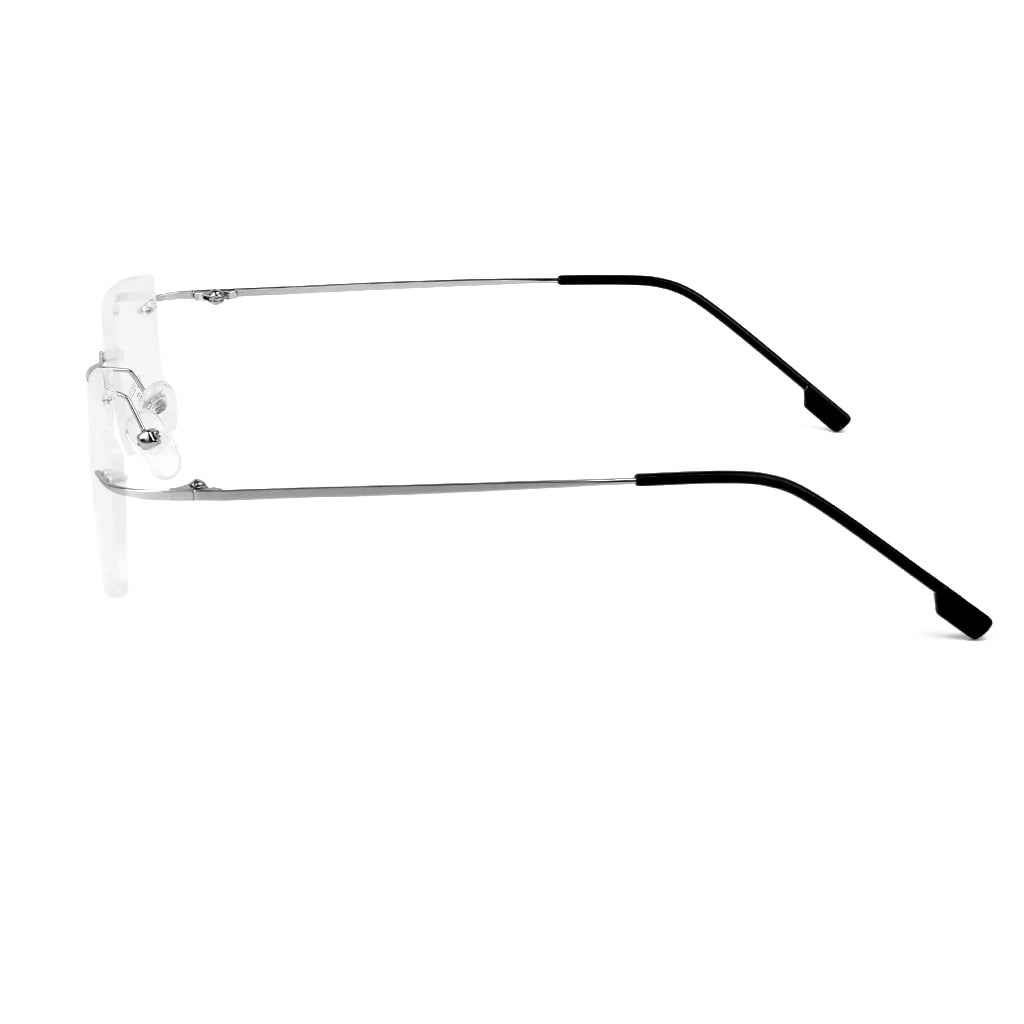 Unisex Metal Rimless Glasses Eyeglasses Frame Silver Frame Lightweight