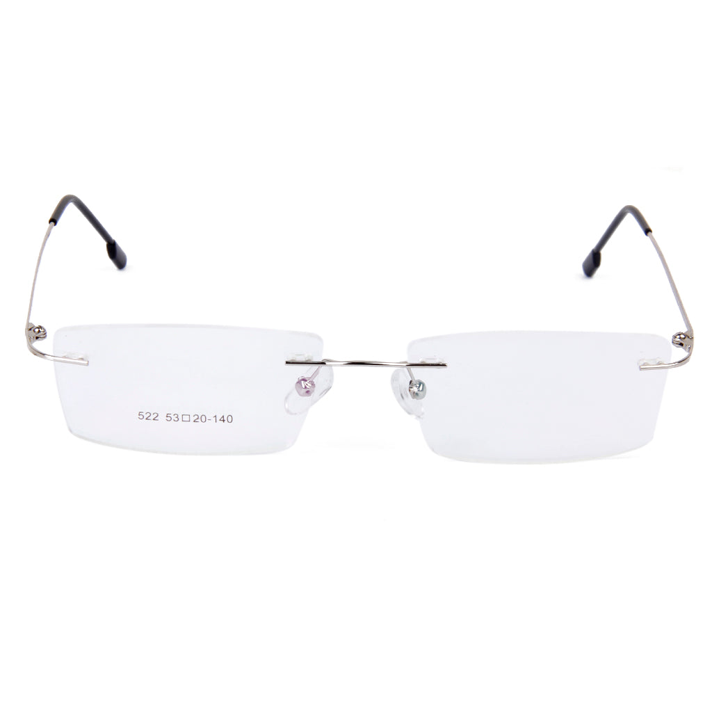 Unisex Metal Rimless Glasses Eyeglasses Frame Silver Frame Lightweight