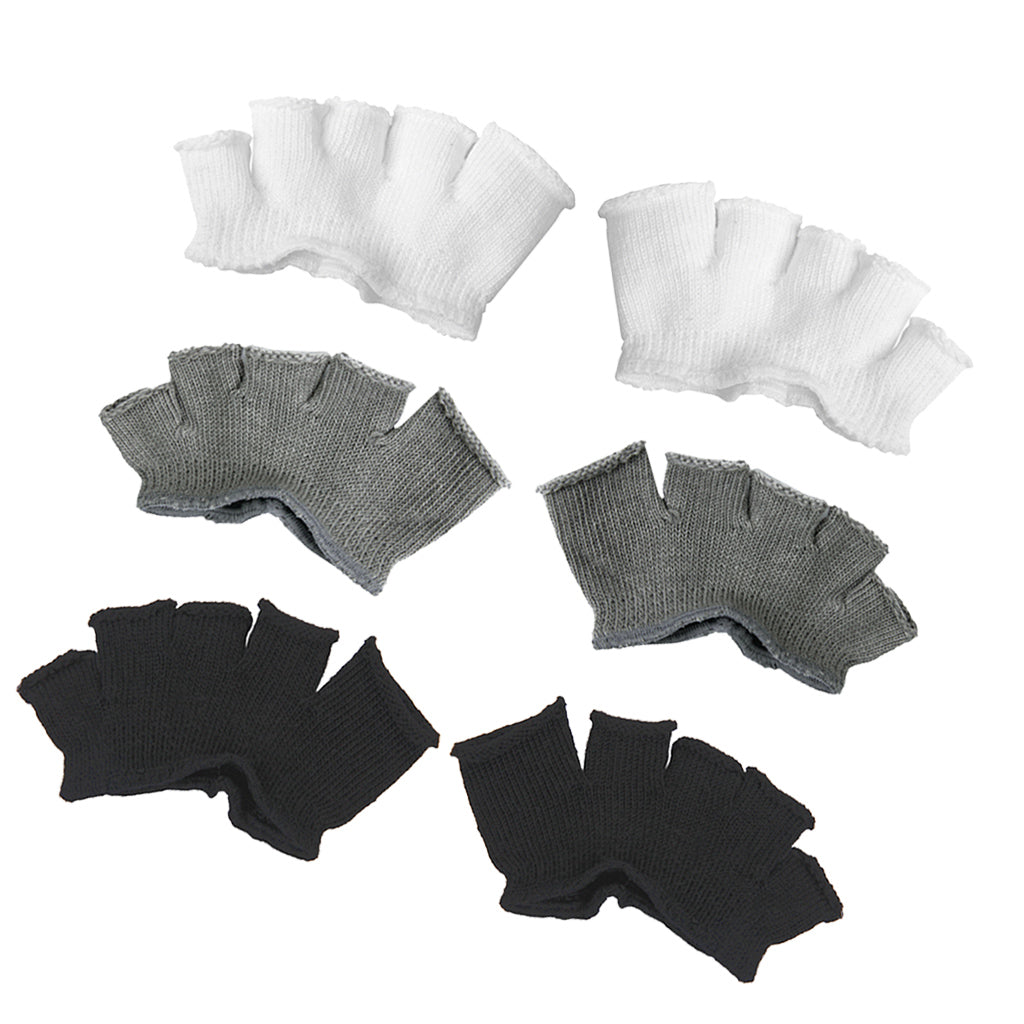 Footful 6 Pairs Open-Toed 5-Toe Forefoot Socks Black/White/Grey