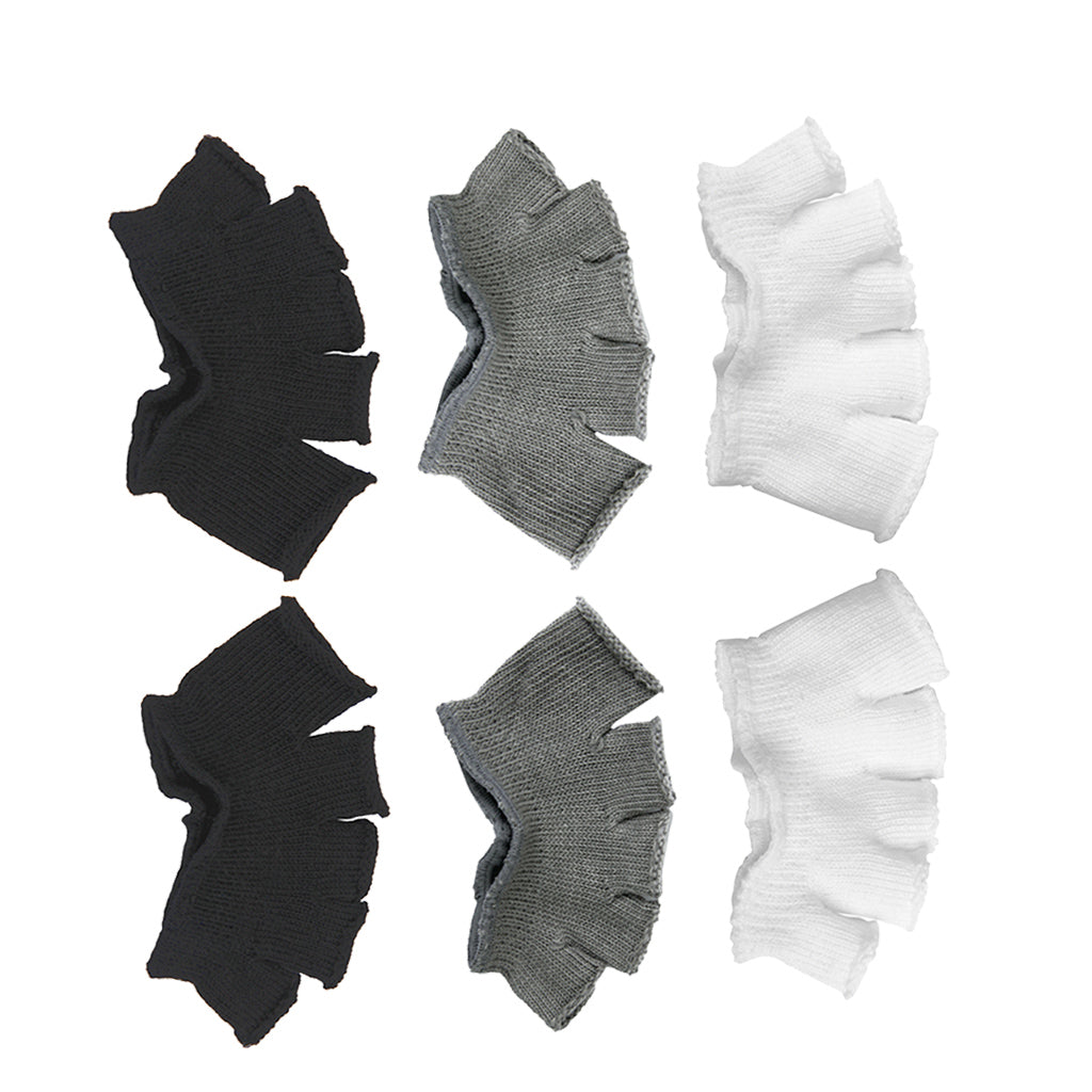 Footful 6 Pairs Open-Toed 5-Toe Forefoot Socks Black/White/Grey