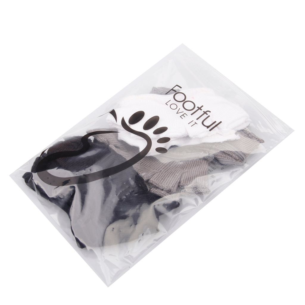 Footful 6 Pairs Open-Toed 5-Toe Forefoot Socks Black/White/Grey