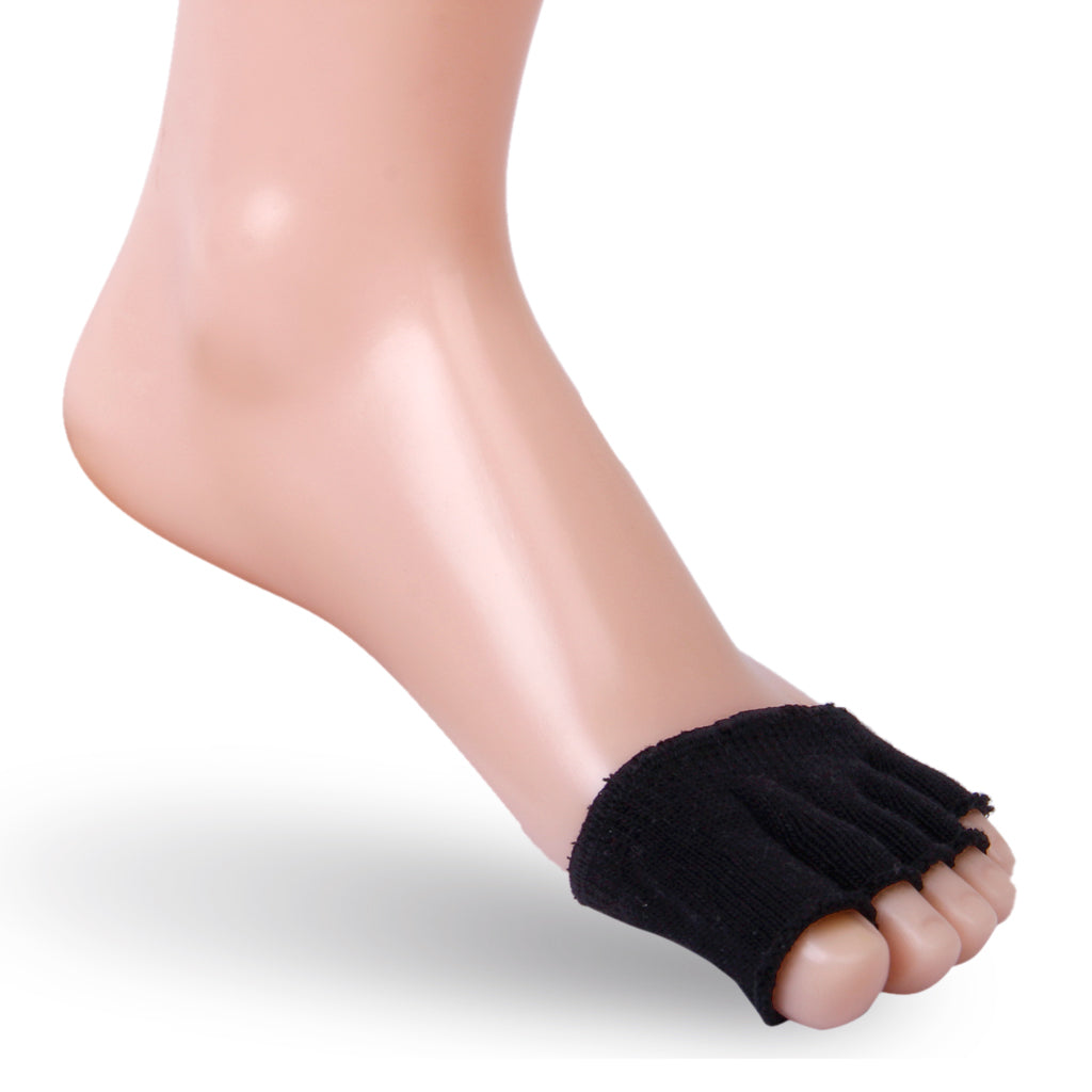 Footful 6 Pairs Open-Toed 5-Toe Forefoot Socks Black/White/Grey