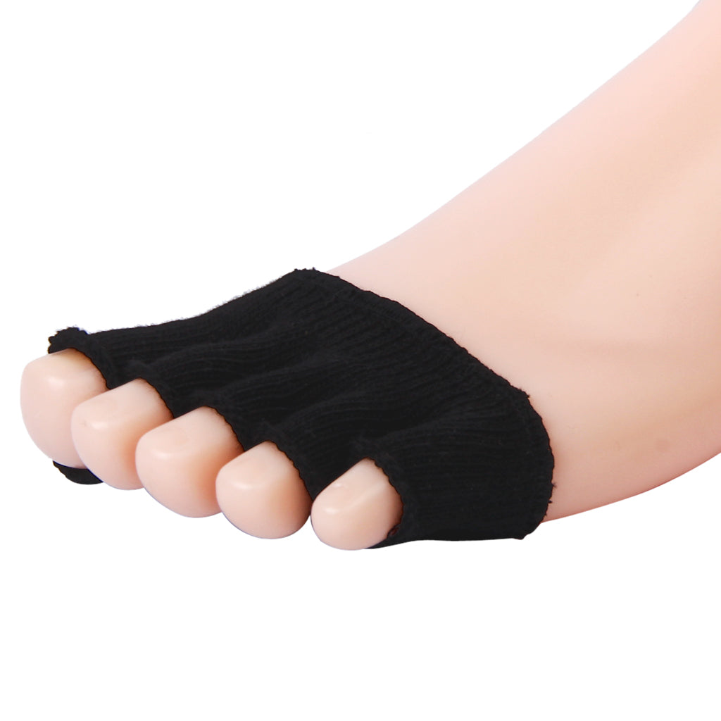 Footful 6 Pairs Open-Toed 5-Toe Forefoot Socks Black/White/Grey